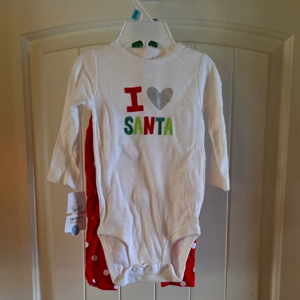 Carter's Festive White 'I Love Santa' Bodysuit